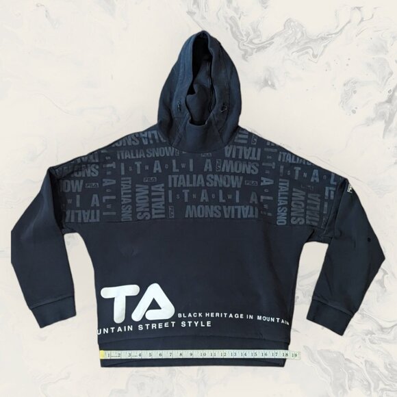 Fila Black Heritage In Mountain Street Style Logo Black Hoodie Size Large - Picture 13 of 13